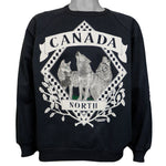 Vintage (Super Cut) - Black Canada North Wolf Crew Neck Sweatshirt 1990s Medium