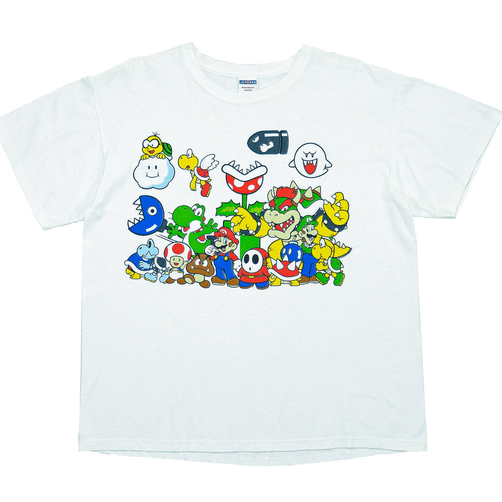 Vintage - White Super Maro T-Shirt 1990s Large Vintage Retro 