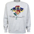 Vintage - Grey Pansies Sweatshirt 1990s Medium Vintage Retro