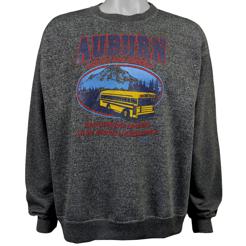 Vintage - Dark Grey Auburn School Bus Drivers Sweatshirt 1994 Large Vintage Retro