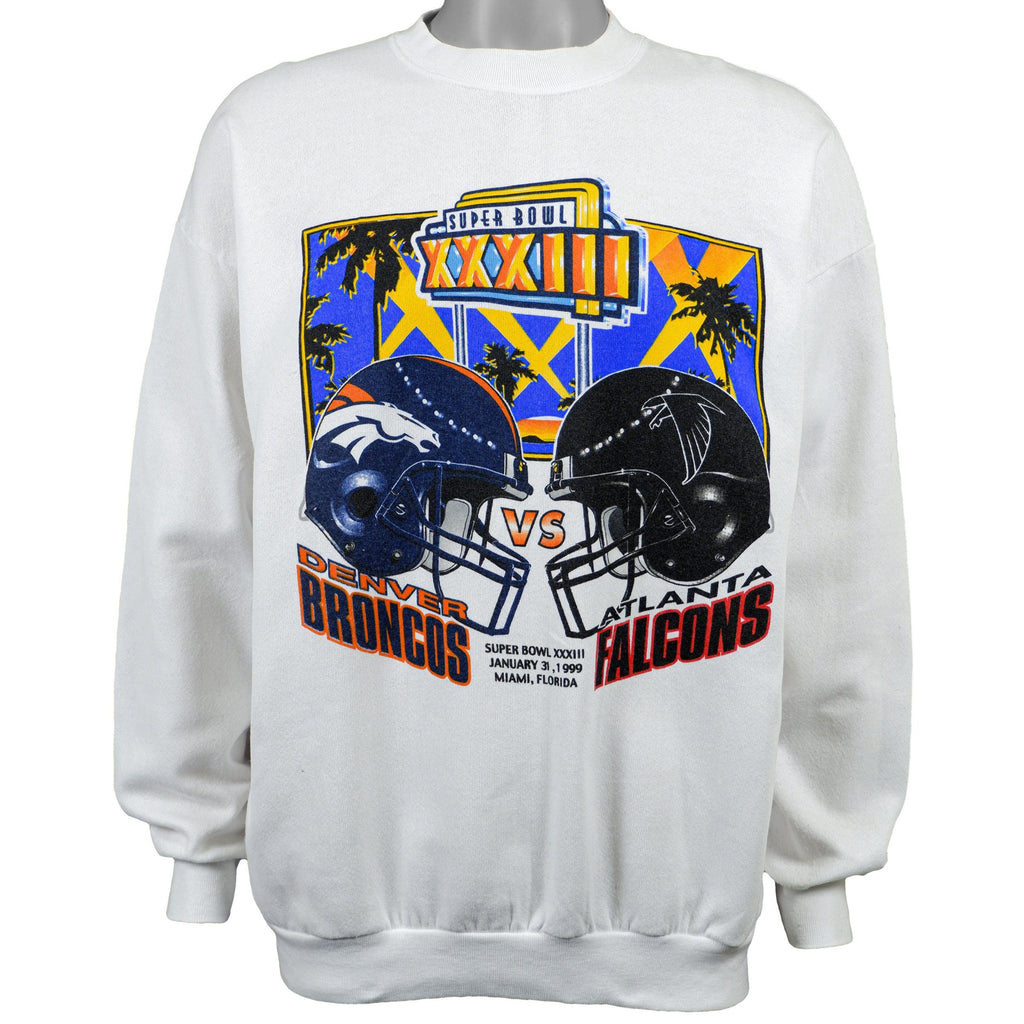 NFL (Logo 7) - Super Bowl XXXIII Broncos VS Falcons Sweatshirt 1999 Large Vintage Retro Football