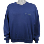 Champion - Blue Classic Crew Neck Sweatshirt 1990s Large