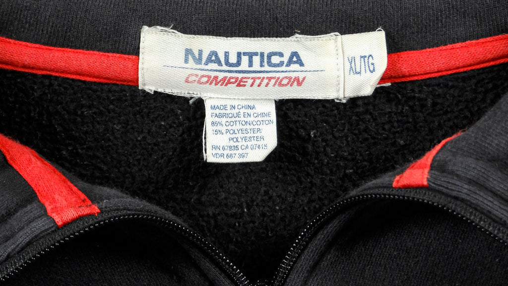 Nautica - Black ​1/4 Zip Sweatshirt 1990s X-Large Vintage