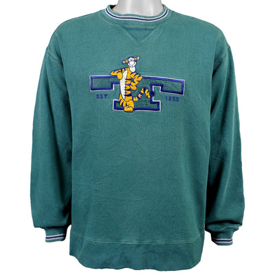 Disney - Green Tigger Embroidered Sweatshirt 1990s Large