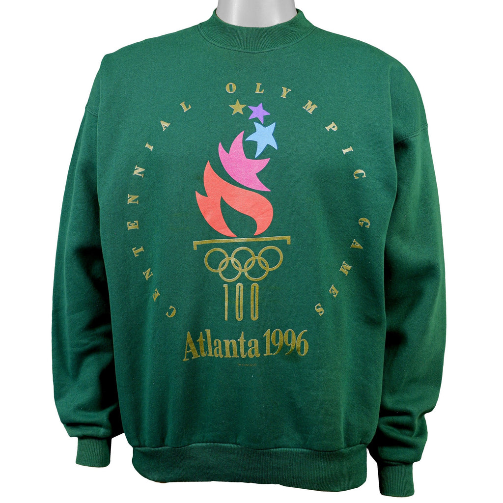 Vintage (Hanes) - Green Atlanta Olympic Crew Neck Sweatshirt 1996 Large Vintage Retro