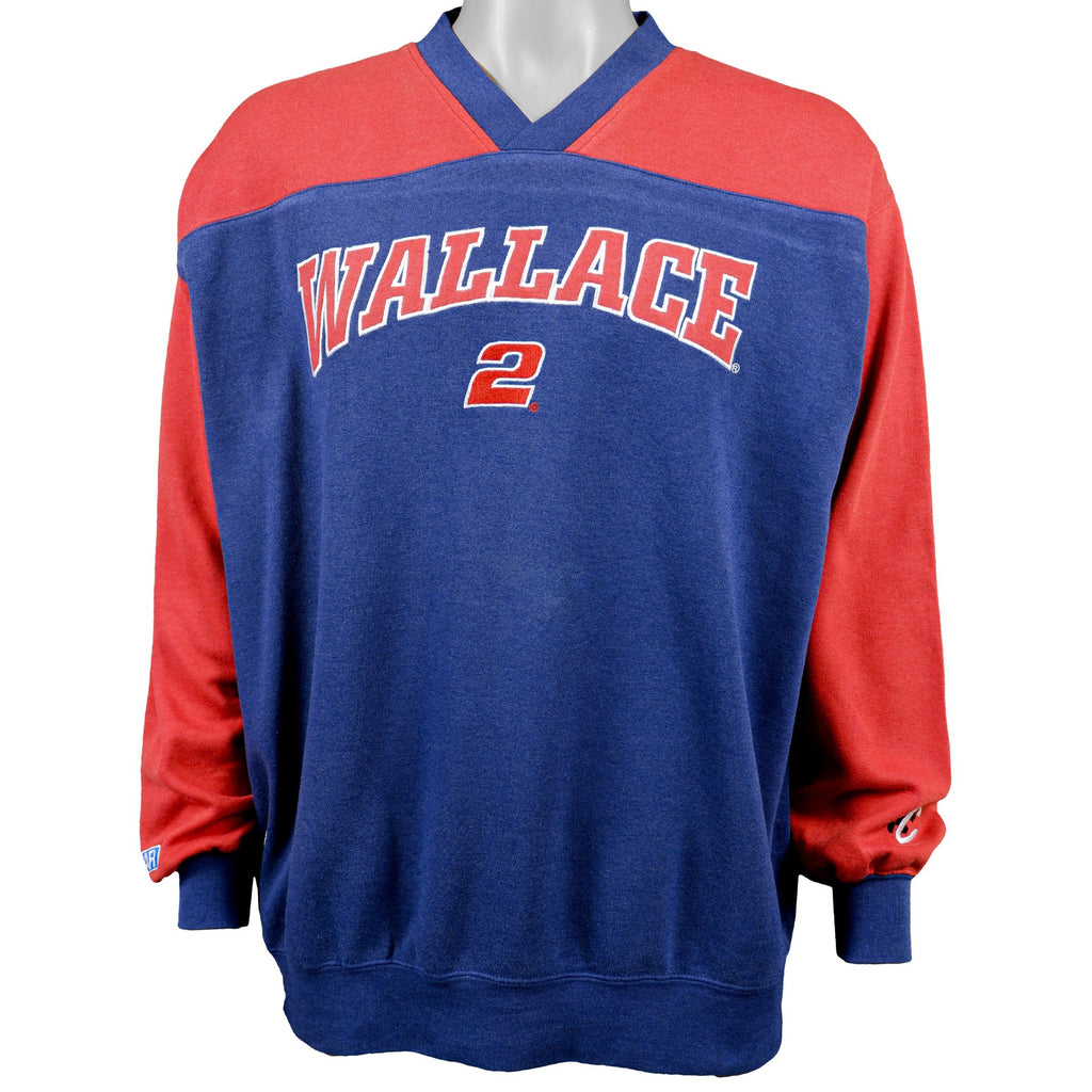 NASCAR (Chase) - Blue & Red Rusty Wallace #2 Sweatshirt 1990s Large Vintage Retro