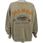 Vintage - Brown Salmon Flies Crew Neck Sweatshirt 1990s X-Large