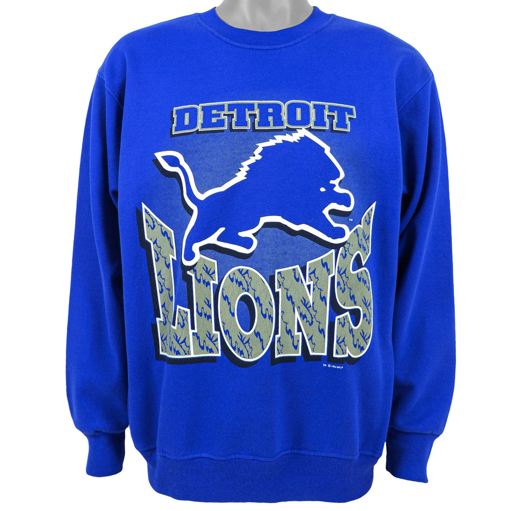 Vintage - Detroit Lions Crew Neck Sweatshirt 1990s Medium Vintage Retro