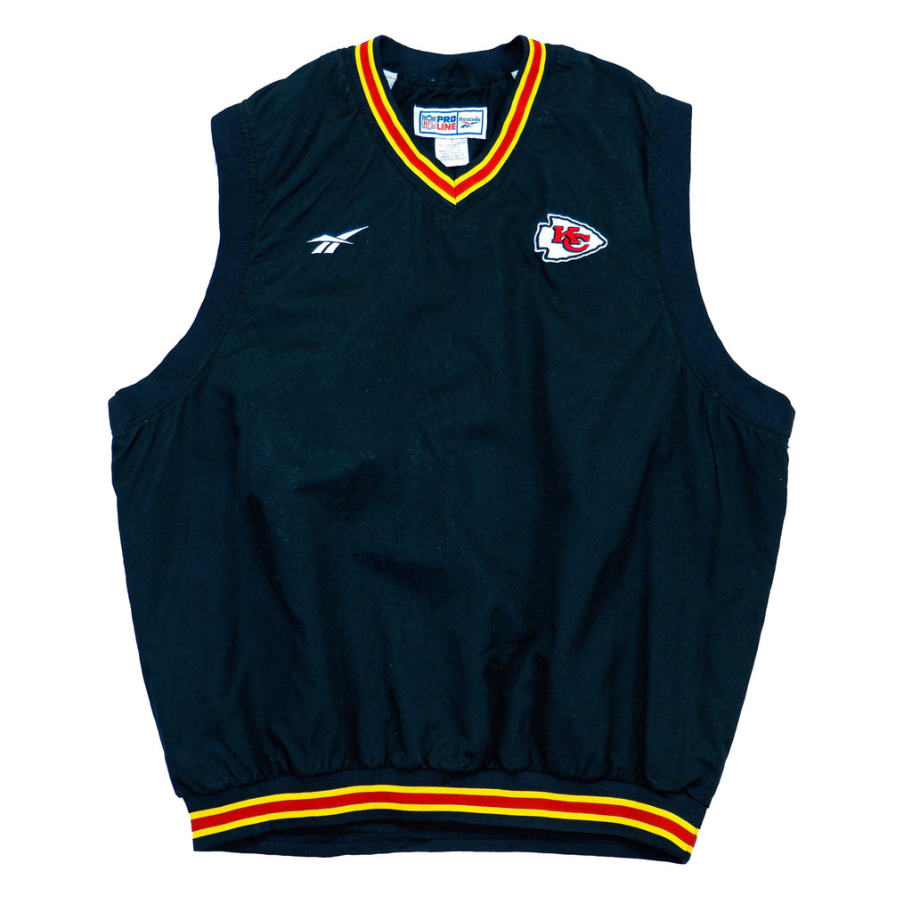 Reebok - Black​ Kansas City Chiefs Pullover Vest Large Vintage Retro NFL Football 