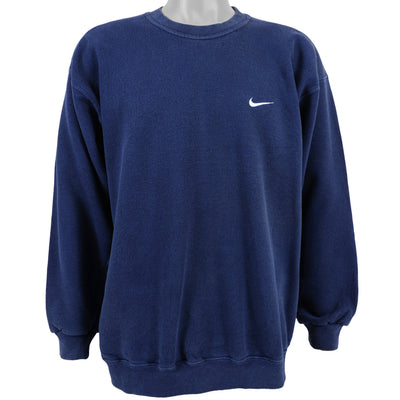 Nike - Blue Classic Crew Neck Sweatshirt 1990s Large