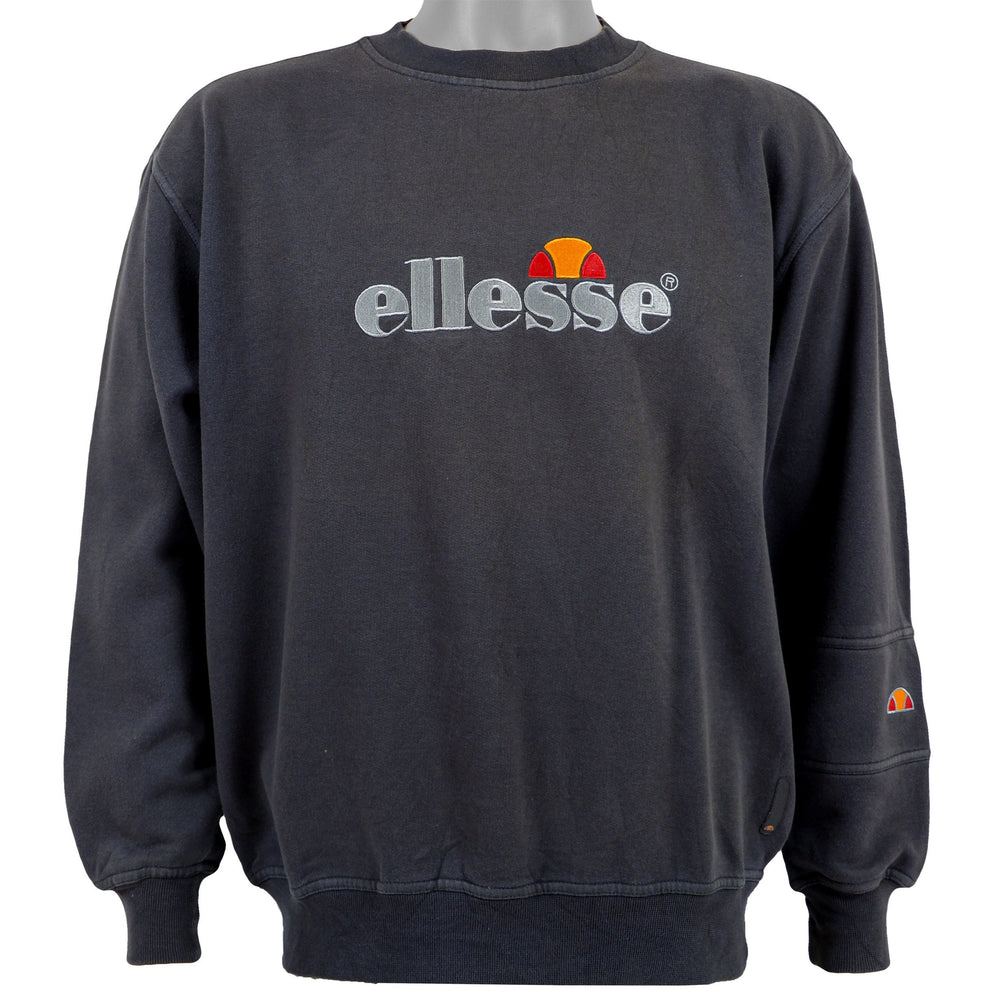 Ellesse - Dark Grey Spell-Out Sweatshirt 1990s Medium Vintage Retro
