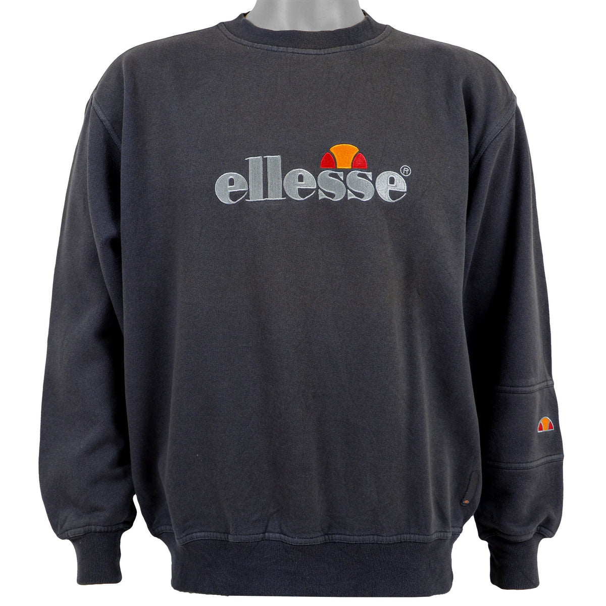 Ellesse - Dark Grey Spell-Out Sweatshirt 1990s Medium Vintage Retro