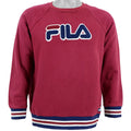 Fila - Red Spell-Out Crew Neck Sweatshirt 1990s Medium Vintage Retro