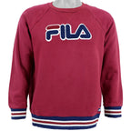 Fila - Red Spell-Out Crew Neck Sweatshirt 1990s Medium Vintage Retro