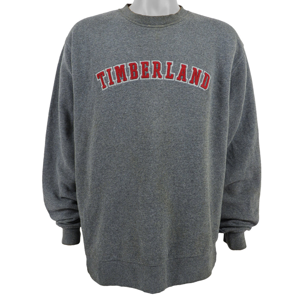 Timberland - Grey Spell-Out Crew Neck Sweatshirt 1990s X-Large Vintage Retro