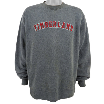 Timberland - Grey Spell-Out Crew Neck Sweatshirt 1990s X-Large