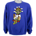 Vintage (Lee) - Blue Embroidered Chief Crew Neck Sweatshirt 1990s Large