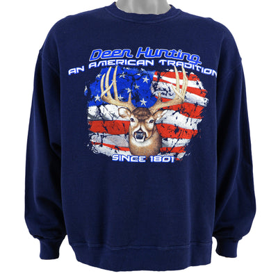 Vintage - Deer Hunting, An American Tradition Crew Neck Sweatshirt 1990s Large