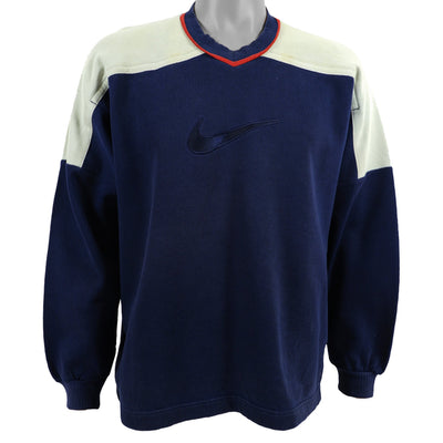 Nike - Blue Big Logo Sweatshirt 1990s Large