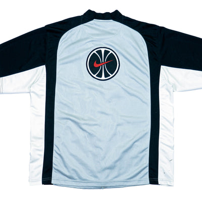 Nike - Grey, Black & White Basketball Zip Up T-Shirt 1990s Large