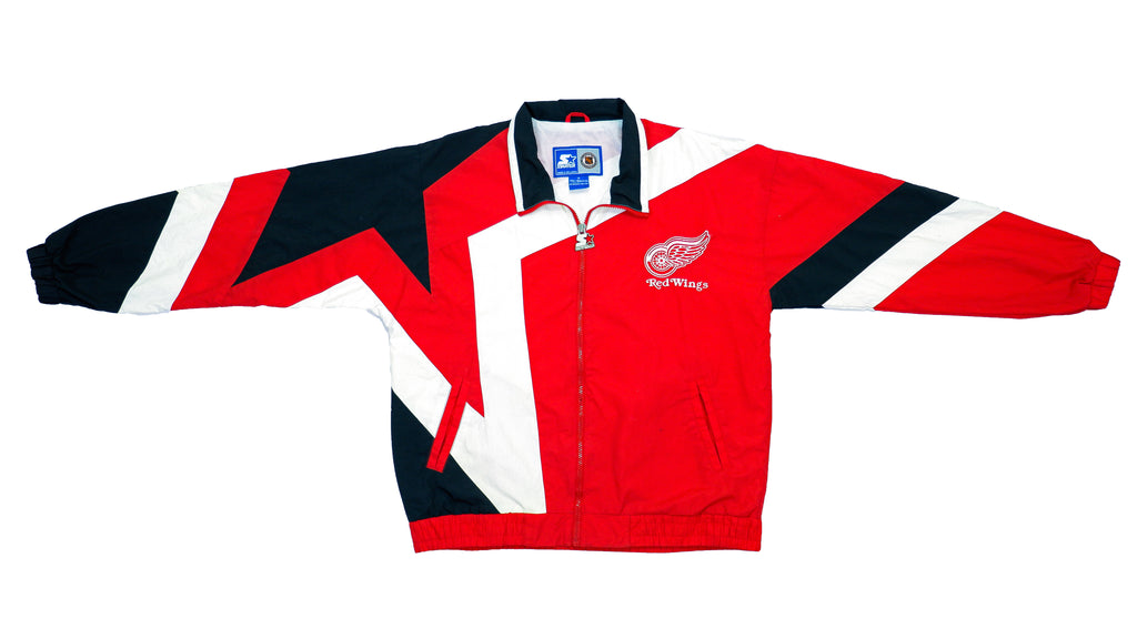 Starter - Detroit Red Wings Spell-Out Windbreaker 1990s Medium Vintage Retro NHL Hockey