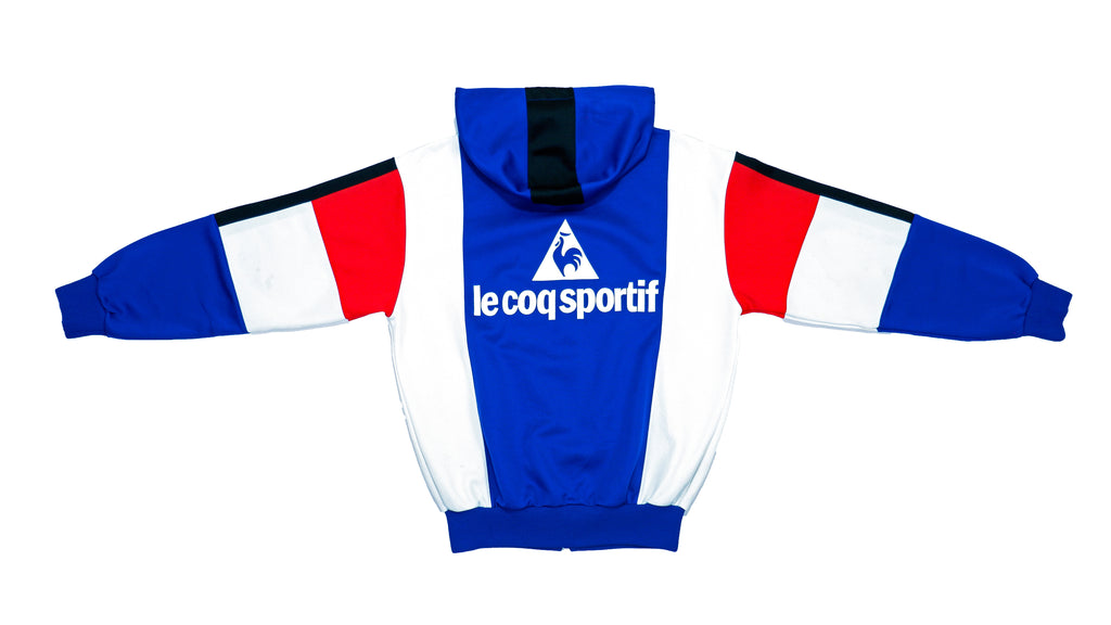 Le Coq Sportif - Red, White & Blue Hooded Track Jacket 1990s Medium Vintage Retro