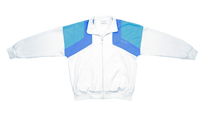Adidas - White & Blue Track Jacket 1990s Medium
