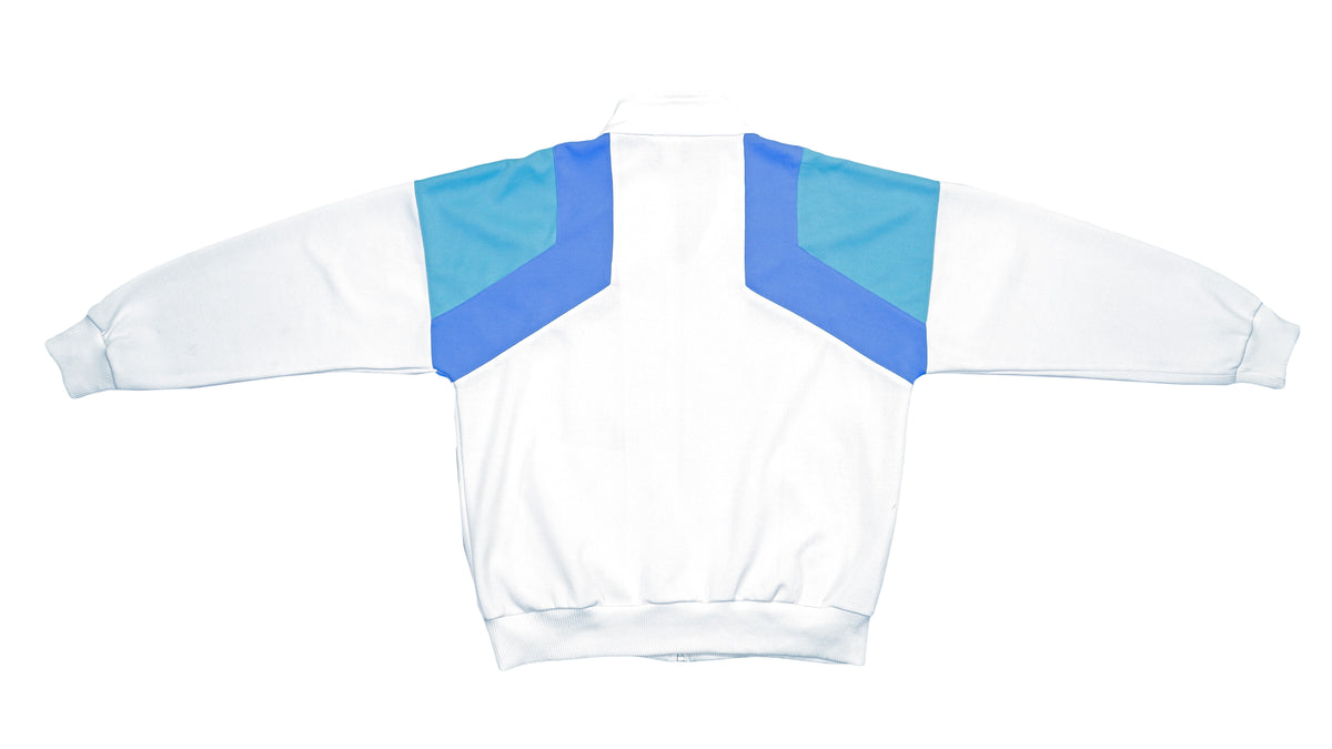 Adidas - White & Blue Track Jacket 1990s Medium Vintage Retro