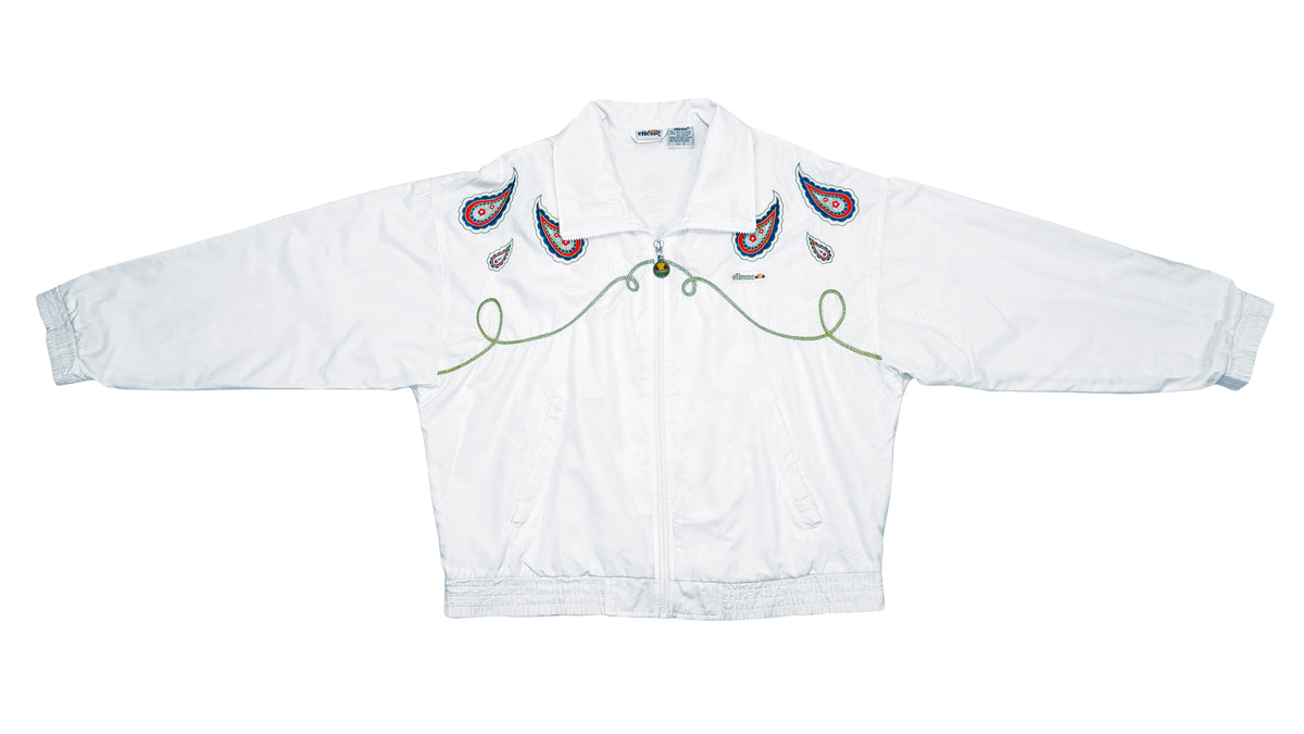 Ellesse - White Royal Bomber Jacket 1990s Large Vintage Retro