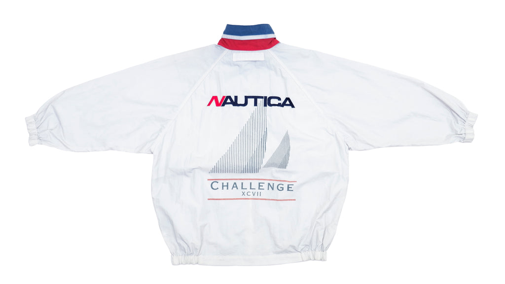 Vintage Retro Nautica - White Sailing Challenge Bomber Jacket 1990s Medium