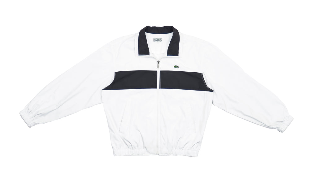 Lacoste - Black and White Sport Windbreaker 1990s Medium Vintage Retro