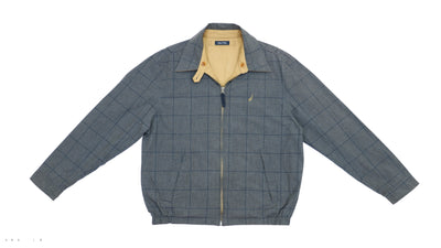 Nautica - Reversible Beige and Checked Grey Classic Jacket 1990s Medium