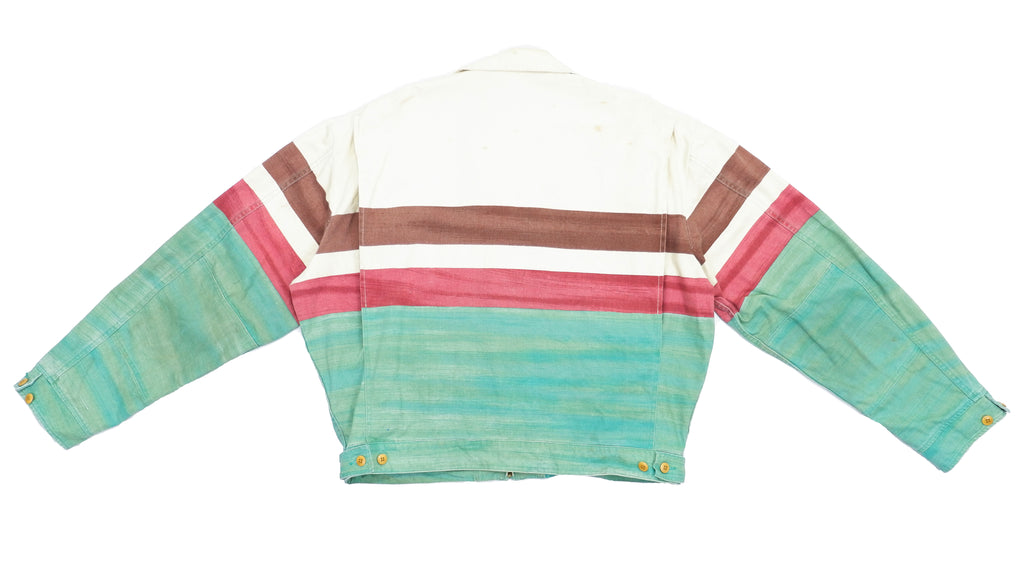 Ralph Lauren (Polo) - Green with White Denim Jacket 1990s Large Vintage Retro