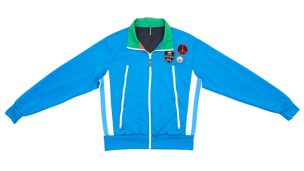 Adidas - Reversible Multi-color / Blue Zip Up Windbreaker 1990s Small Vintage Retro