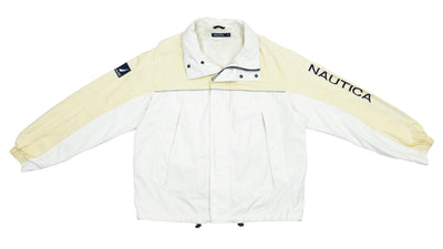 Nautica - White and Yellow Sailing Windbreaker 1990s Large