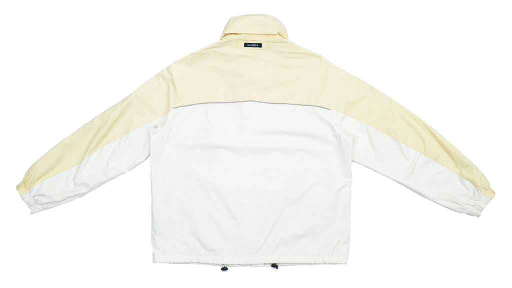 Vintage Retro Nautica - White and Yellow Sailing Windbreaker 1990s Large