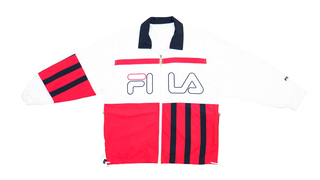 FILA - White and Red Big Spell Out Jacket 1990s Large