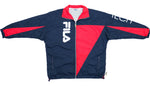 FILA - Navy Blue & Red Tech Spell Out Jacket 1990s XX-Large