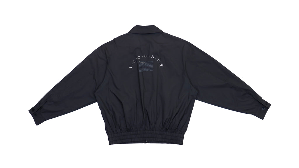 Lacoste - Black Big Logo Windbreaker Jacket 1990s Medium Vintage Retro