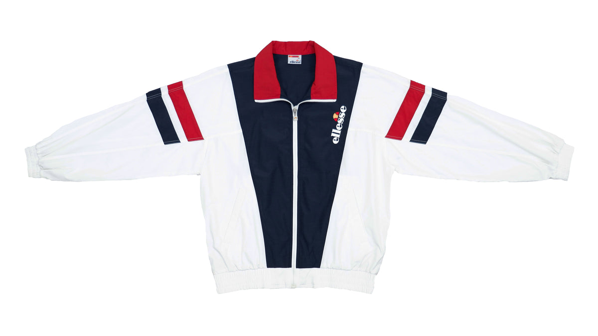 Ellesse - White & Black Colorblock Spell-Out Windbreaker 1990s Large Vintage Retro
