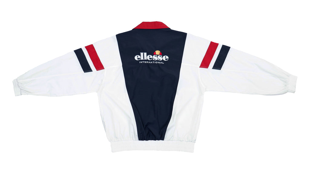 Ellesse - White & Black Colorblock Spell-Out Windbreaker 1990s Large Vintage Retro