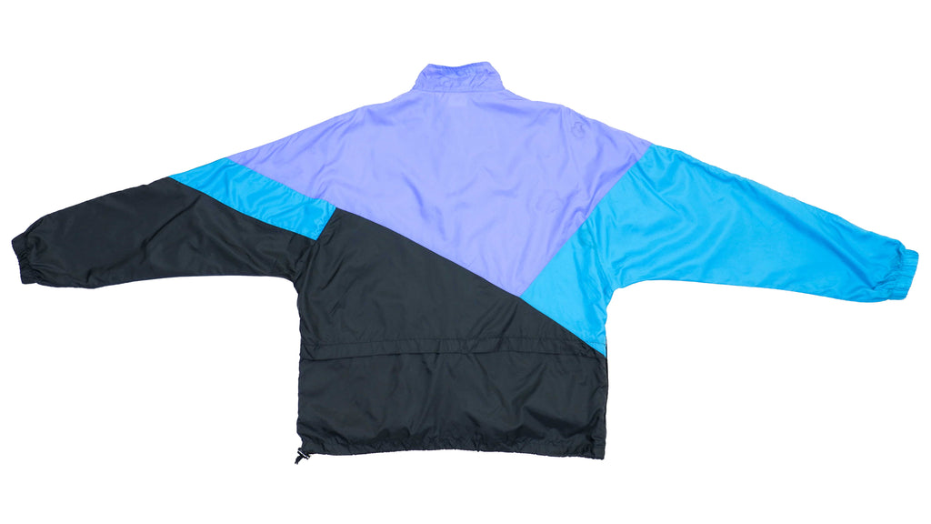 Vintage Retro Nike - Blue, Purple & Black Colorblock Grey Tag Windbreaker 1980s Large