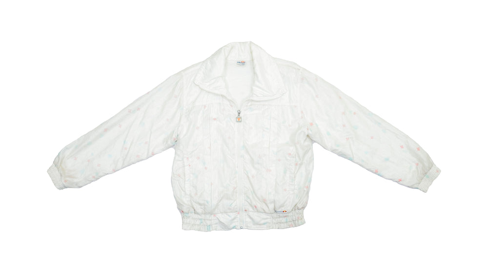 Ellesse - White Floral Bomber Jacket 1990s Medium Vintage Retro