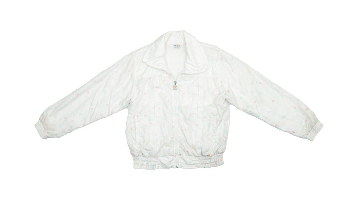 Ellesse - White Floral Bomber Jacket 1990s Medium Vintage Retro