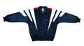 Adidas - Blue & White Suede Track Jacket 1990s Large Vintage Retro