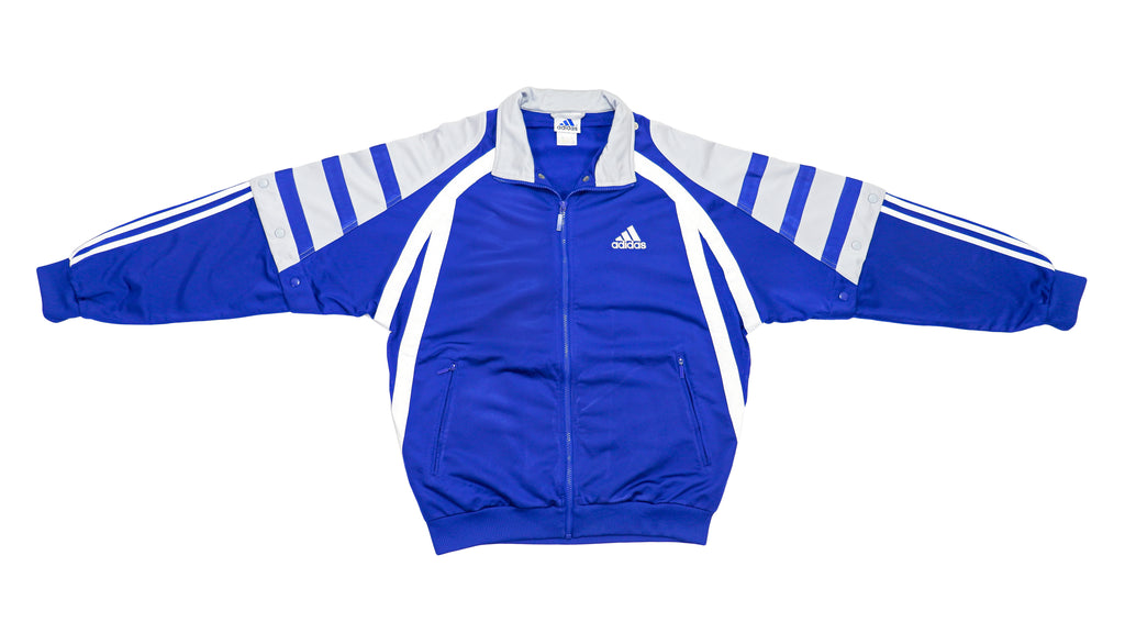 Adidas - Blue & Grey Tear-Away Track Jacket 1990s Small Vintage Retro