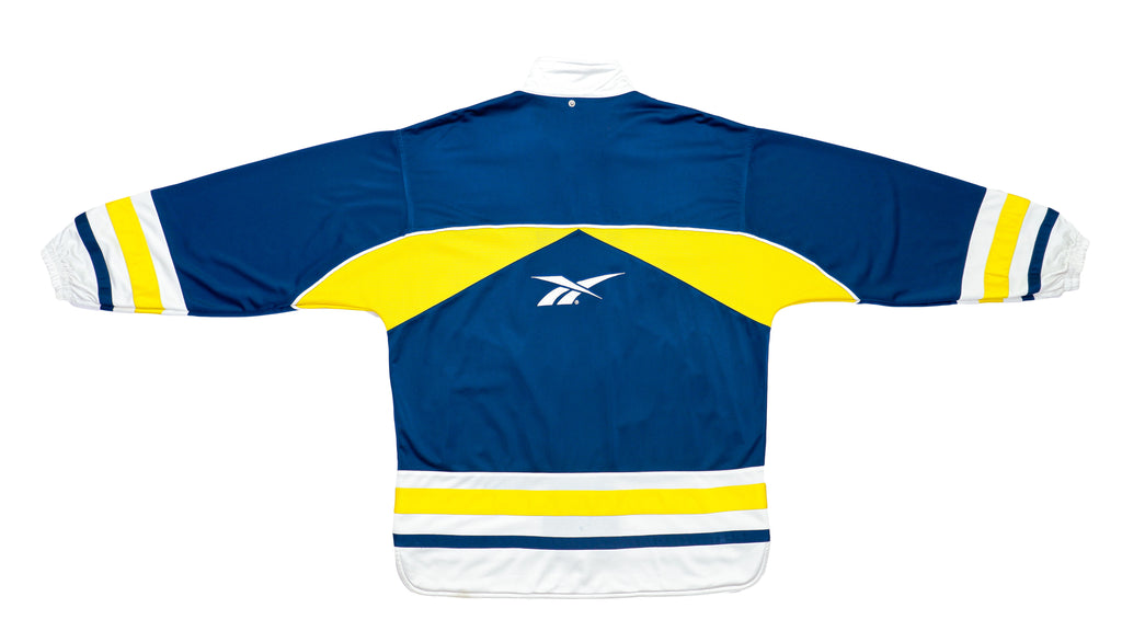 Reebok - Blue & Yellow with White Back Logo Track Jacket 1990s Large Vintage Retro 
