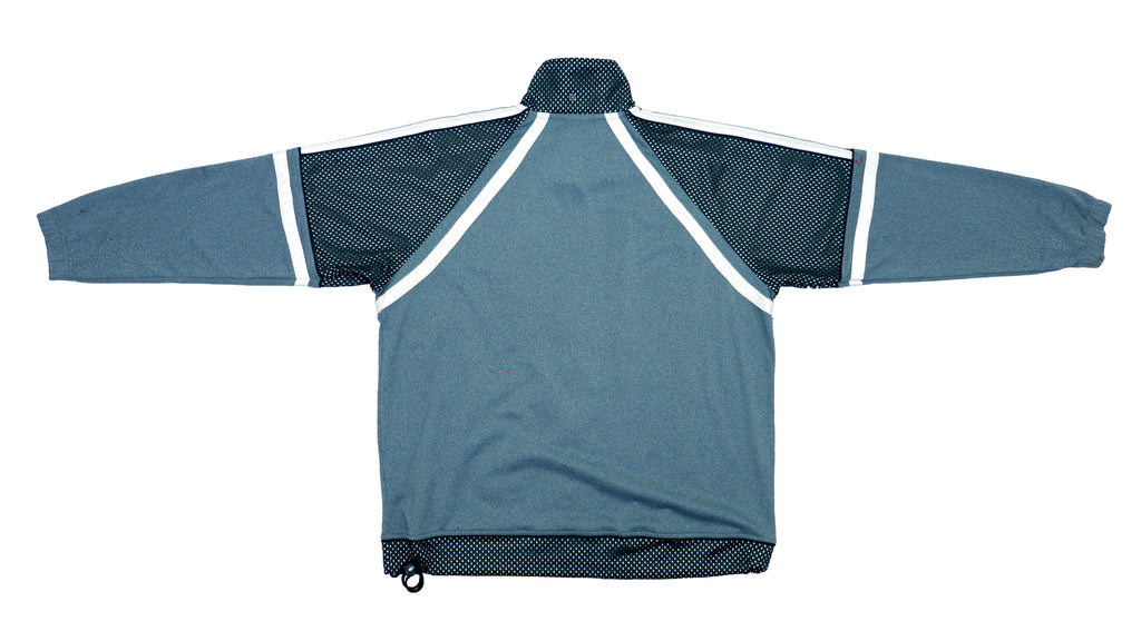 Asics - Grey Taped Logo Mesh Track Jacket 1990s Large Vintage Retro 