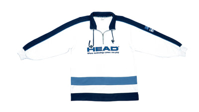 Head - White & Blue 1/4 Zip Spell-Out Track Jacket 1990s Medium