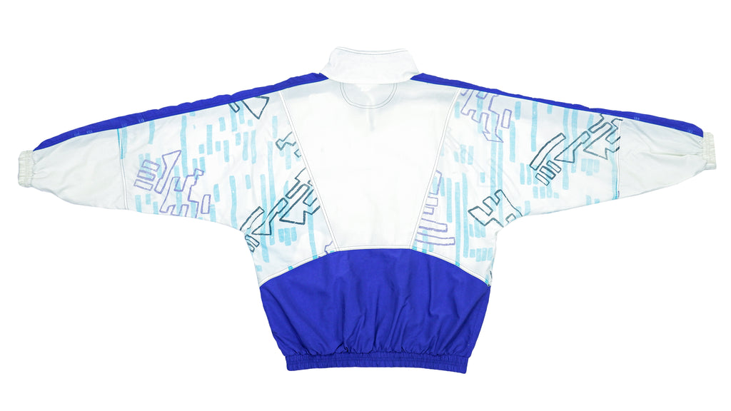 Reebok - Blue Two-Tone Patterned Windbreaker 1980s Large Vintage Retro